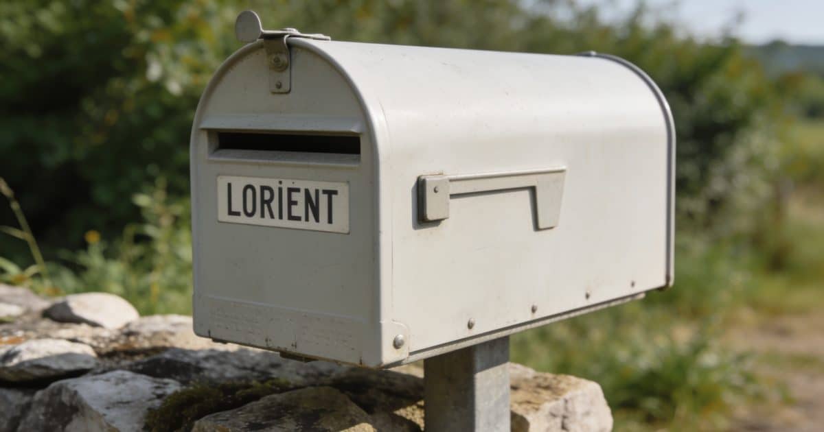 Boîte aux lettres avec code postal de Lorient visible