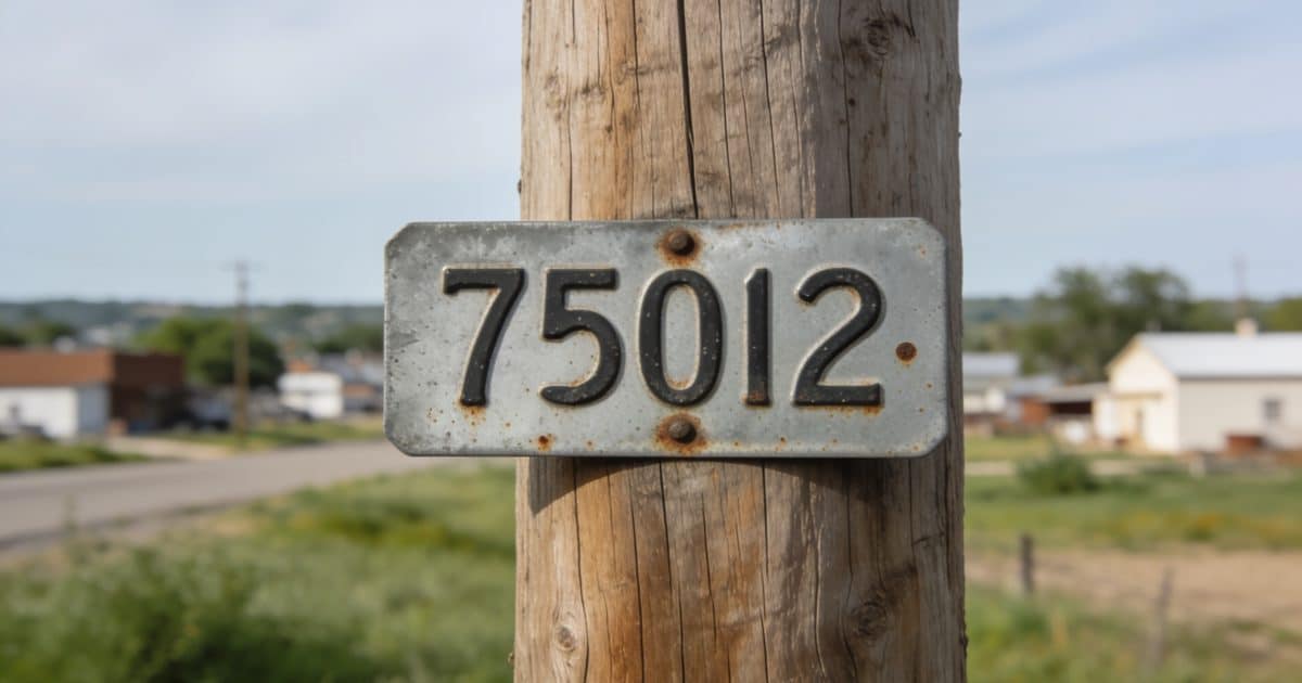 Code postal affiché sur un panneau près de la ville.