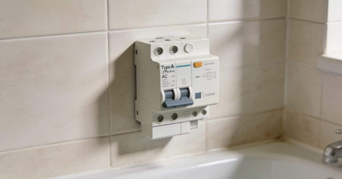 Un différentiel de type A et AC installé dans une salle de bain.