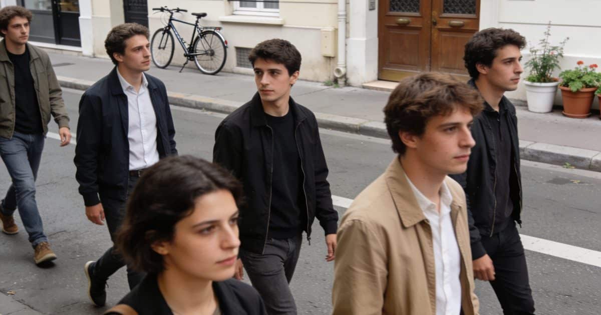 Groupe de personnes marchant dans une rue de Clichy