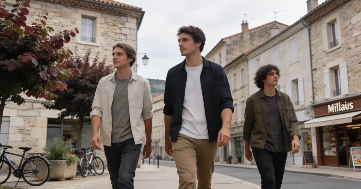 Personnes se promenant dans les rues de Millau.