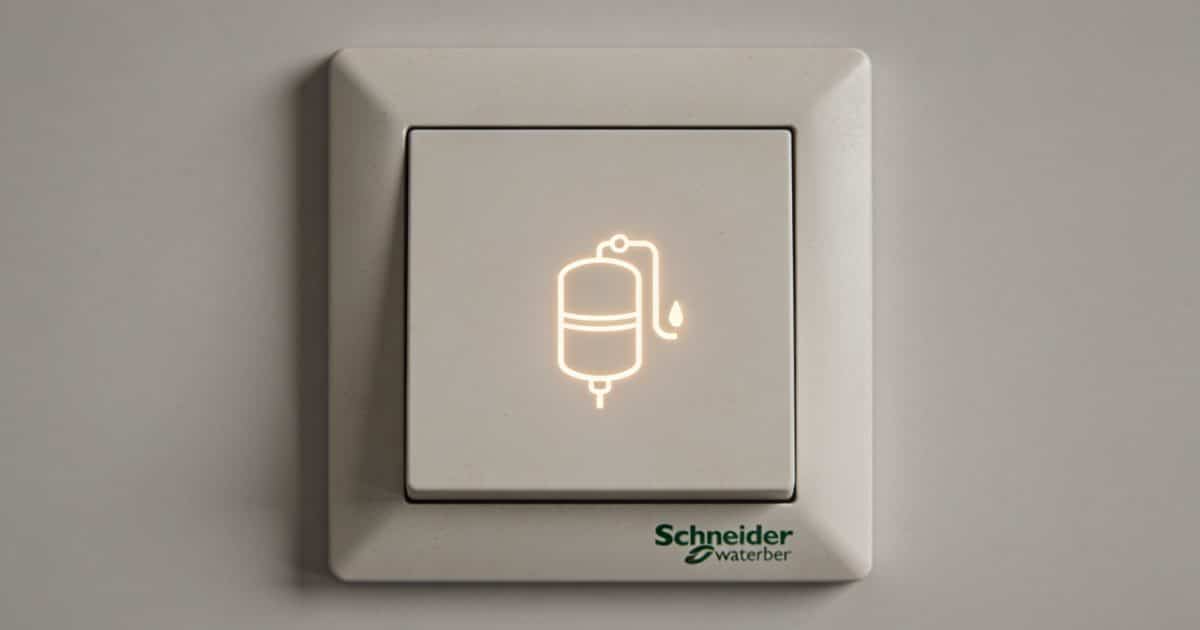 Schneider electrical panel with water heater symbol illuminated